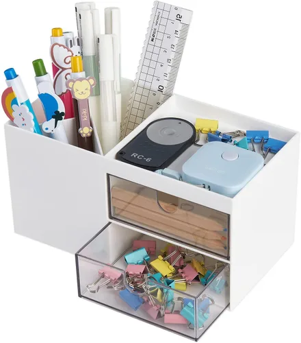 Miniatura 8 de LETURE Organizador de Escritorio con cajón, Suministros de Oficina y Accesorios de Escritorio, Caja de Almacenamiento para Tarjetas de Negocios
