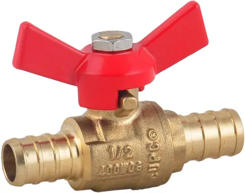 Miniatura 7 de LD- Válvula de bola de latón PEX de 1/2 pulgada, válvula de bola de cierre PEX de latón LF de 1/2 pulgada con mariposa roja y azul o mango en T