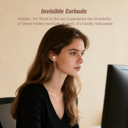 Miniatura 2 de Xmenha Auriculares invisibles Bluetooth más pequeños discretos, pequeños oídos pequeños, inalámbricos, con Bluetooth, pequeños, invisibles, ocultos