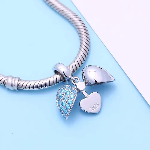 Miniatura 5 de SOUKISS Abalorios colgantes de plata de ley 925 con diseño de corazón de amor para Pandora, pulsera y collar