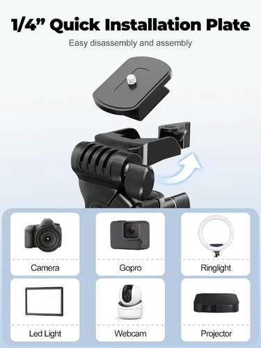 Miniatura 7 de EMART Soporte de trípode para teléfono de 61 pulgadas con cuello de ganso flexible, trípode portátil para iPhone y cámara, soporte aéreo