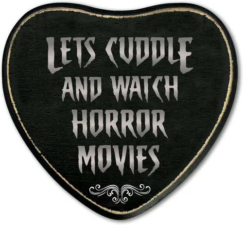 Miniatura 14 de Letrero de madera con forma de corazón gótico, cartel de «Every Night Is Halloween», arte de pared de madera gótico retro, decoración de placa