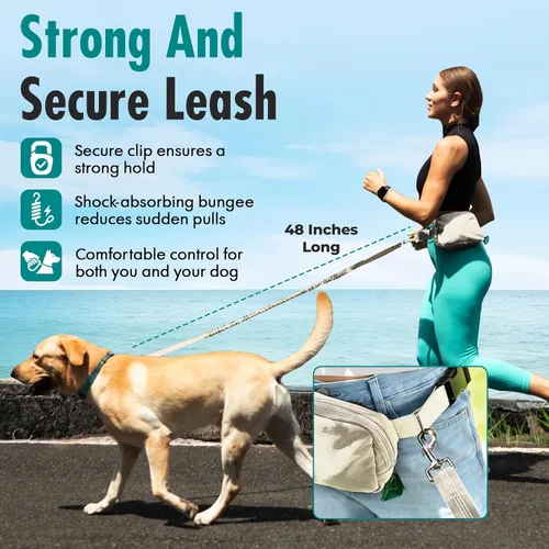 Miniatura 6 de Correa de perro manos libres con bolsa de golosinas para perros, correa de cintura elegante y moderna para pasear al perro, para llevar alrededor