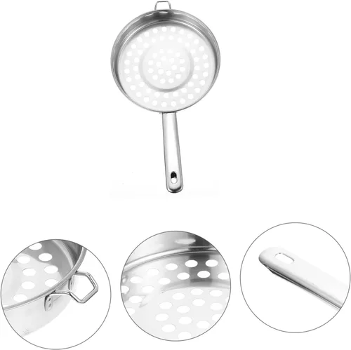 Miniatura 5 de Colador de fondo plano de acero inoxidable, cuchara de cocina de agujero grande para filtrar ollas calientes y camarones, colador de malla