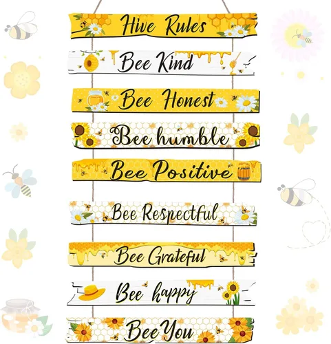 Miniatura 10 de Jetec Placa de Decoración de Abeja Regalo Letrero de Abeja Reglas de Colmena Decoración de Pared Adorno de Margarita de Navidad para Navidad Hogar