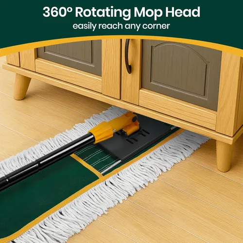 Miniatura 4 de Trapeadores de Polvo Comerciales de 36", Plumero de Piso Extra Grande con 2 Almohadillas de Repuesto, Mango Largo de 60" Trapeador Plano Industrial