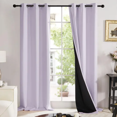 Miniatura 54 de Deconovo Cortinas 100% opacas, cortinas de ventana con aislamiento térmico, paneles reductores de ruido, cortinas de forro negro, con ojales