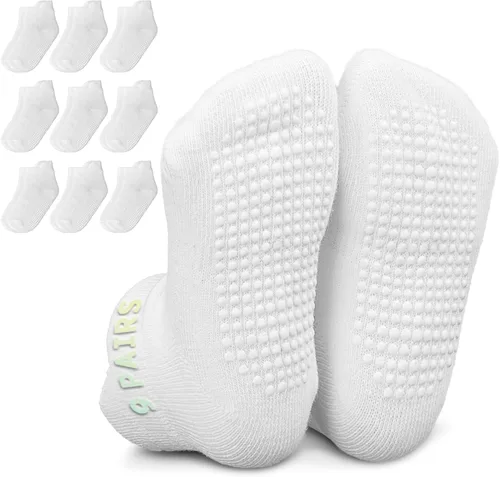 Miniatura 10 de Infinno Calcetines de tobillo antideslizantes para bebé, 9 pares - Calcetines para niños pequeños con agarre para niños, bebés y niñas de 6 a 24
