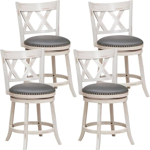 Miniatura 9 de COSTWAY Juego de 2 taburetes de bar para isla de cocina, taburetes giratorios de altura de mostrador sin brazos de 25.5 pulgadas con asiento