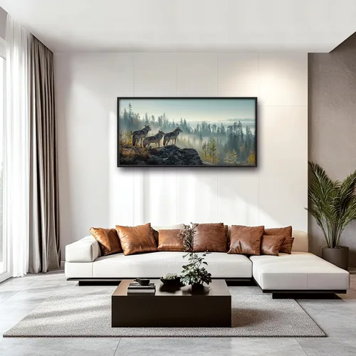 Miniatura 5 de Cuadros Grandes Enmarcados Arte de Pared para Sala de Estar, Lobos del Bosque Decoración de Pared de Gran Tamaño Lobo Animal Impresión en Lienzo