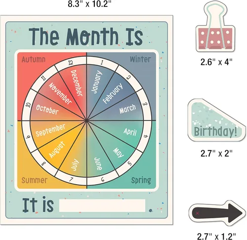 Miniatura 5 de Carson Dellosa We Belong - Juego de 137 piezas de calendario de pared, encabezados mensuales, días festivos, cumpleaños, cubiertas de números
