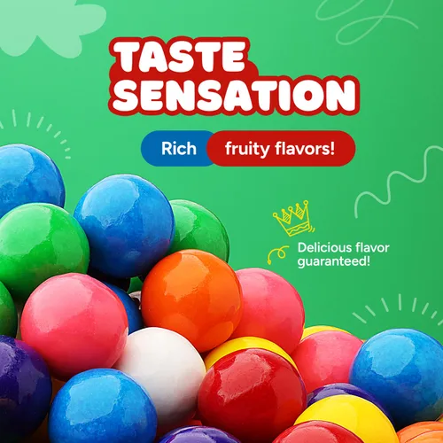Miniatura 4 de Bolas de chicle para máquina de chicles – Bolas de chicle grandes de doble burbuja de 1 pulgada – Goma de mascar con sabor a fruta surtido