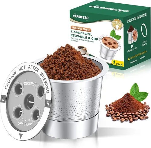 CAPMESSO Tazas K reutilizables para Keurig: filtro de café metálico My K cup actualizado 2025 cápsulas de café recargables con 5 agujeros - para K