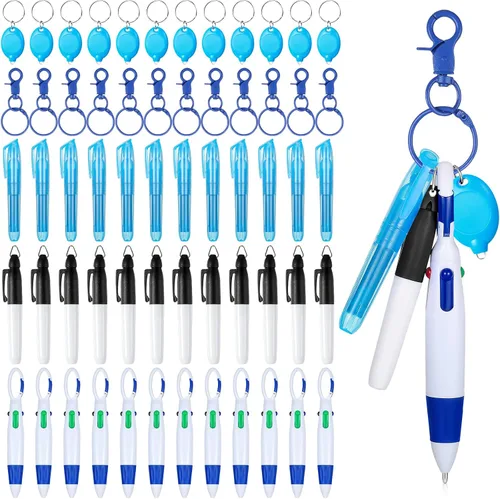 Miniatura 11 de 60 piezas de mini bolígrafos para enfermeras con clip de insignia, mini resaltador, bolígrafo LED retraíble de neón para enfermeras, llavero