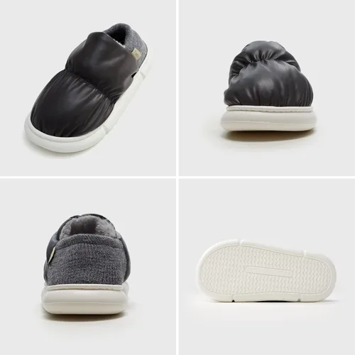Miniatura 2 de utune Zapatillas de pan para mujeres y hombres, zapatos de invierno para exteriores, interiores, hogar, zapatilla de piel sintética, felpa cálida