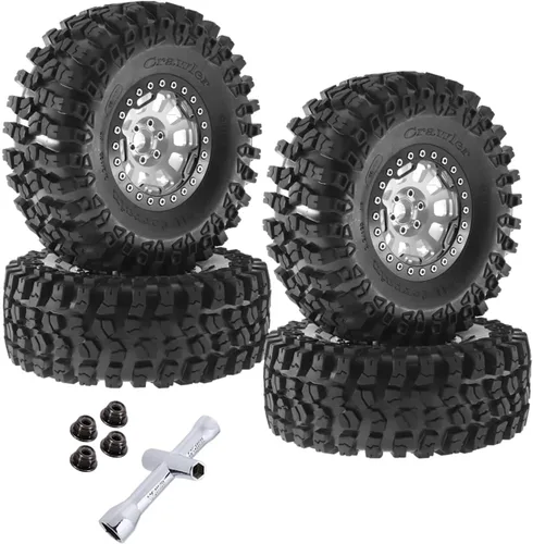 Miniatura 10 de Rc Llantas y neumáticos de 2.2 pulgadas para 1/10 SCX10 SCX10 II 90046 SCX10 III AXI03007 TRX4 TRX6 D90 VS4-10 Gen8 MST CFX, RC Crawler Car 4 piezas