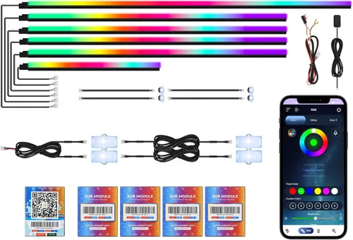 Miniatura 8 de Luces interiores acrílicas Dreamcolor para automóvil, accesorios para automóvil WEBUPAR 2 en 1, tira de luces LED para automóvil con control