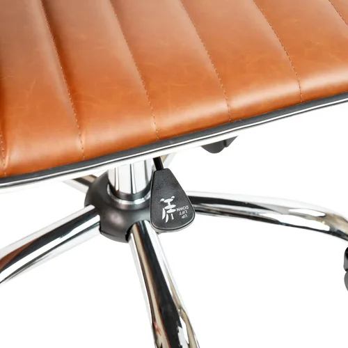 Miniatura 10 de Flash Furniture - Silla de oficina, vinilo marrón, estructura cromada, sin reposabrazos, asiento y respaldo acanalados, diseño de respaldo bajo