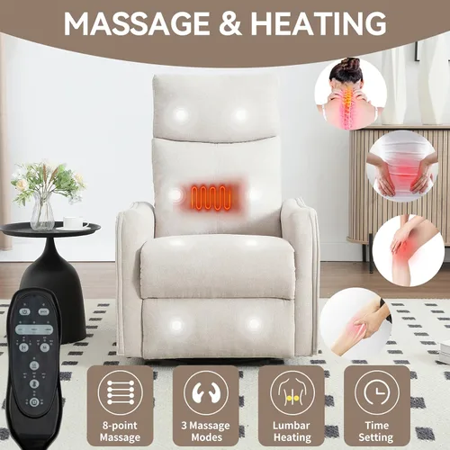 Miniatura 3 de Silla reclinable con masaje y calor, silla reclinable giratoria con respaldo alto, sillones reclinables manuales Lazy Boy para adultos, silla