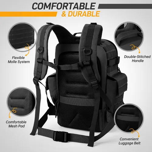 Miniatura 4 de SHARKMOUTH - Bolsa de pañales para papá para hombre, mochila militar para bebé con parches para senderismo, viajes, viajes de campamento, regalos