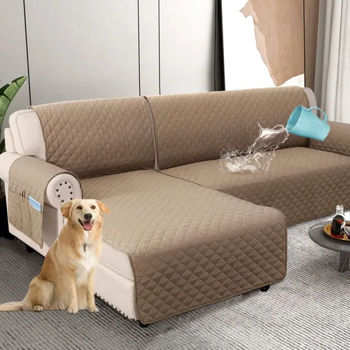 Miniatura 12 de H.VERSAILTEX Fundas de Sofá Seccional 100% Impermeables de 2 Piezas Fundas de Sofá en Forma de L Lavables para Perros Antideslizantes