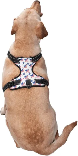 Miniatura 7 de 250th Patriotic Stars Flag Reflective Dog Harness No Pull Soft Vest Harness for Small Medium Large Dog Puppy Pets (Small Size)