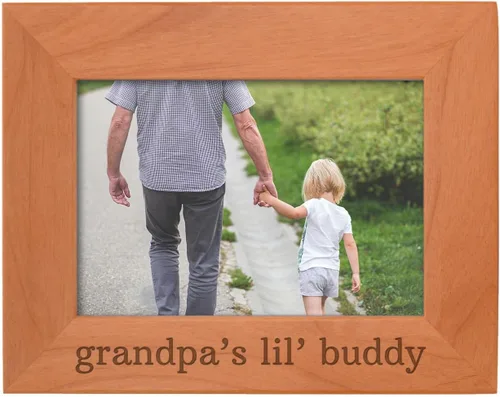 Miniatura 28 de Personalized Gifts Grandpa Gift Grandpa's Lil' Buddy Grandson - Marco de fotos de madera natural grabado de 4 x 6 pulgadas, diseño de paisaje