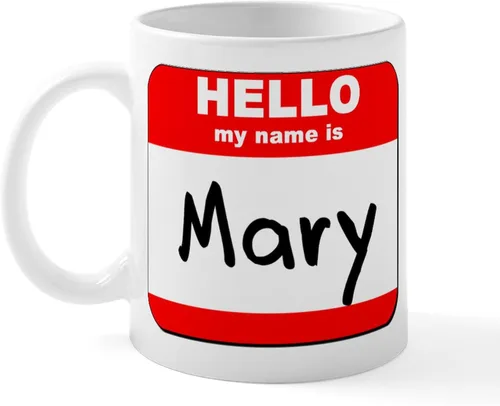 Miniatura 29 de CafePress Taza de café de cerámica con texto en inglés «Hello My Name Is Mary», de 11 oz (11.0 fl oz)