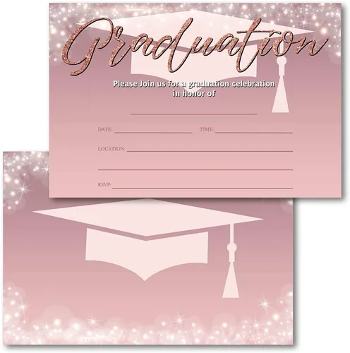 Miniatura 8 de 20 tarjetas con sobres, invitaciones para fiestas de graduación 2026, 2026 para universidad, escuela secundaria, celebración de graduación 015