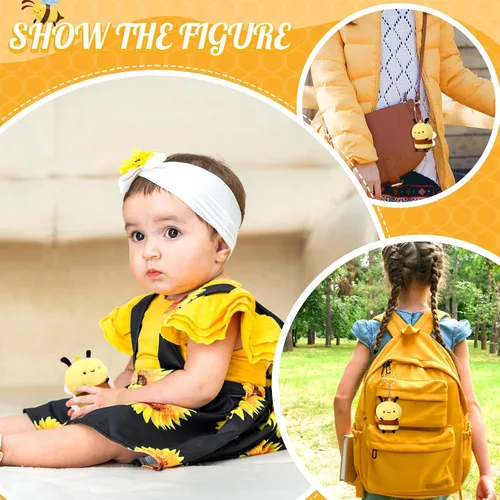 Miniatura 7 de Sratte 8 piezas 9.99 centímetros de abejas de peluche de 3.94 pulgadas, abeja pequeña de peluche suave, abeja de miel de peluche, llaveros