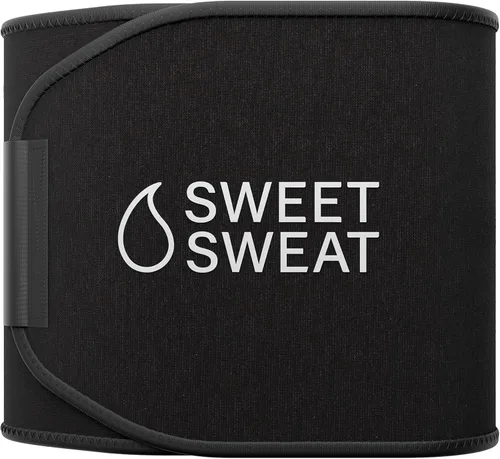 Sports Research Sweet Sweat - Faja reductora de cintura de la serie Core; banda de fitness de sudoración premium para mujeres y hombres Negro