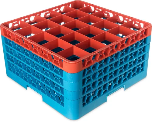 Miniatura 141 de Carlisle FoodService Products RG9-214 OptiClean Estante de vidrio con 9 compartimentos con 2 extensores, 7.12 pulgadas, polipropileno, azul