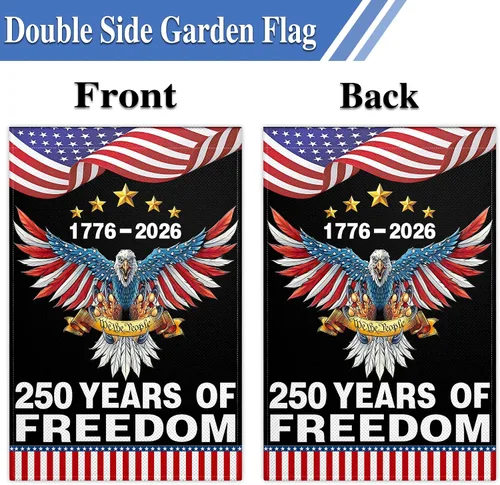 Miniatura 5 de Bandera de jardín estadounidense de 12 x 18 pulgadas, de doble cara, 3 capas, 250 aniversario, patriótica, 4 de julio, con águila para exteriores