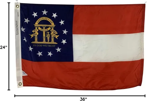 Miniatura 6 de Bandera del Estado de Georgia de 2 x 3 pies, nailon para todo tipo de clima y costuras reforzadas en el extremo de la mosca, fabricada en Estados