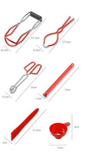 Miniatura 3 de Zoofen Kit de enlatado de 6 piezas de suministros para conservas para el hogar, incluye embudo para boca ancha, elevador de tarros, llave