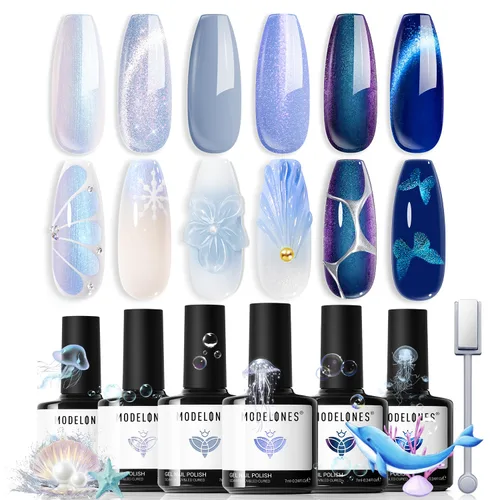 Miniatura 10 de modelones - Juego de 6 esmaltes en gel, tonos verano, rosa, rosa fuerte, rosa neón, blanco, magenta, de suave claro a oscuro,arte para amantes