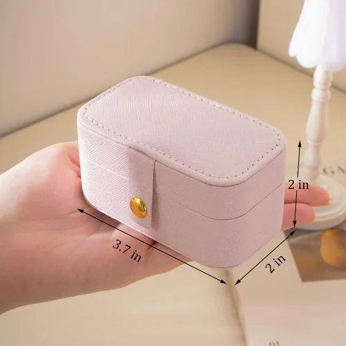 Miniatura 6 de Joyero de viaje de piel sintética, mini organizador de joyería, tamaño de viaje, artículos esenciales de viaje para lápiz labial, anillo, colgante