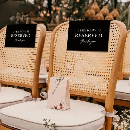 Miniatura 5 de Señales de Asiento Reservado para Sillas, Esta Fila Está Reservada Paños de Banco Asientos Temporales para Bancos de Iglesia, Decoraciones de Boda