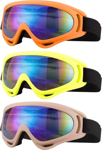 Miniatura 14 de Gafas de esquí, gafas de motocicleta, paquete de 3 gafas de snowboard para hombres, mujeres, adultos y jóvenes
