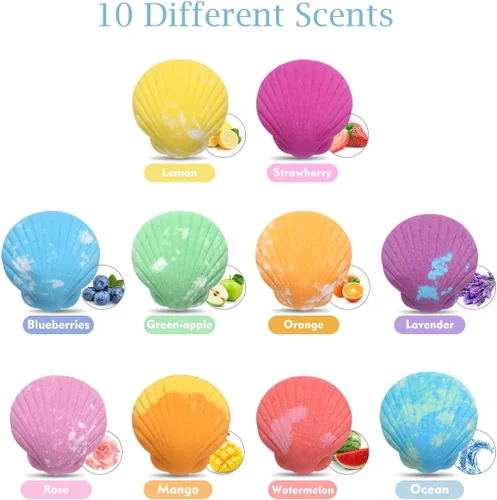 Miniatura 5 de Bombas de baño para niños con juguetes en el interior para niñas y niños – 10 bombas de baño de burbujas hechas a mano con animales marinos