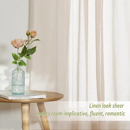Miniatura 5 de PONY DANCE Cortinas transparentes de 84 pulgadas de largo, filtro de luz de gasa con aspecto de lino semitransparente para decoración del hogar