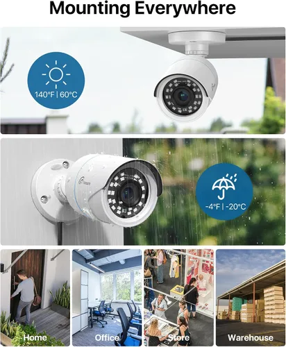 Miniatura 5 de Loocam Sistema de seguridad de cámara CCTV, 1080p H.265+ DVR con disco duro de 1 TB, detección de vehículos humanos AI, sistema de cámara