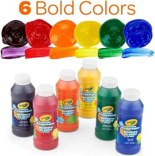 Miniatura 2 de Crayola Pinturas lavables para dedos (6 unidades), suministros de pintura para preescolares y niños pequeños, juego de pintura de dedos para niños