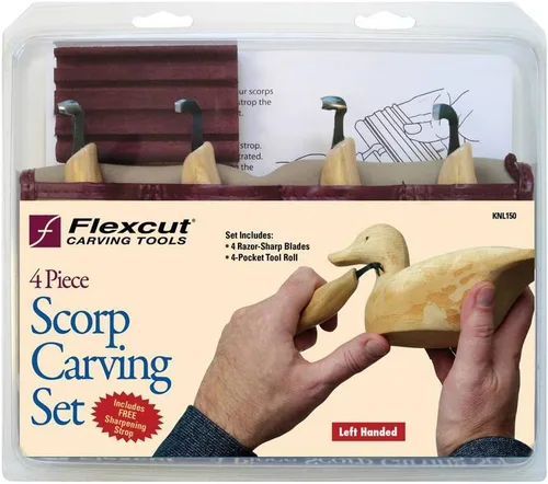 Miniatura 5 de Flexcut herramientas de tallado de madera juego de carpintero de 5 piezas incluye 4 cuchillas de tallado y mango ABS ergonómico además, bloque
