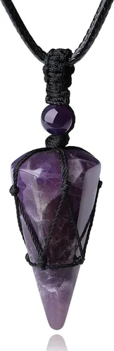 XIANNVXI collar de piedras preciosas de cristal curativo con colgante de pirámide y cadena ajustable, joyería de cuarzo natural reiki para hombres y