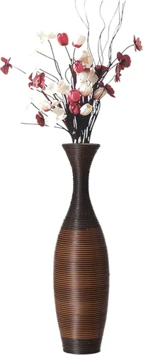 Miniatura 8 de Uniquewise QI003824 - Jarrón decorativo marrón de 39 pulgadas de alto, jarrón de suelo clásico y ordenado, soporte de flores alto independiente