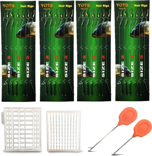YOTO Equipo de pesca de carpa, 24 piezas, equipo de pesca de carpa con gancho ancho de hueco, kit de pesca de carpa con accesorios de carpa, 24