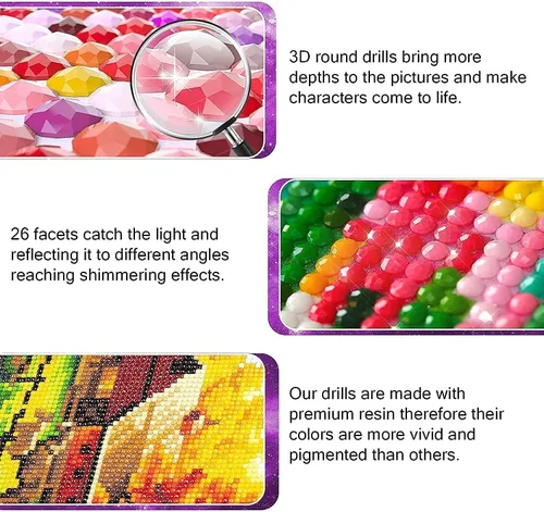 Miniatura 3 de YIMORE Kits de Pintura de Arte de Diamantes 5D DIY Artes Florales, Taladro Redondo Completo Cristales de Strass Bordado para Decoración de Pared