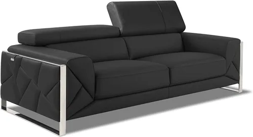 Miniatura 21 de BlackJack Furniture Gianni - Sofá de cuero italiano de grano superior con reposacabezas ajustables de 9 posiciones, patrón geométrico contemporáneo