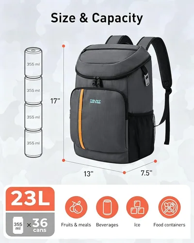 Miniatura 2 de TOURIT - Mochila de hielera térmica ligera a prueba de fugas para 30 latas, para hombres y mujeres 01-Negro